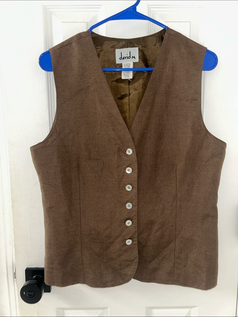 david n. Brown Button Front Vest